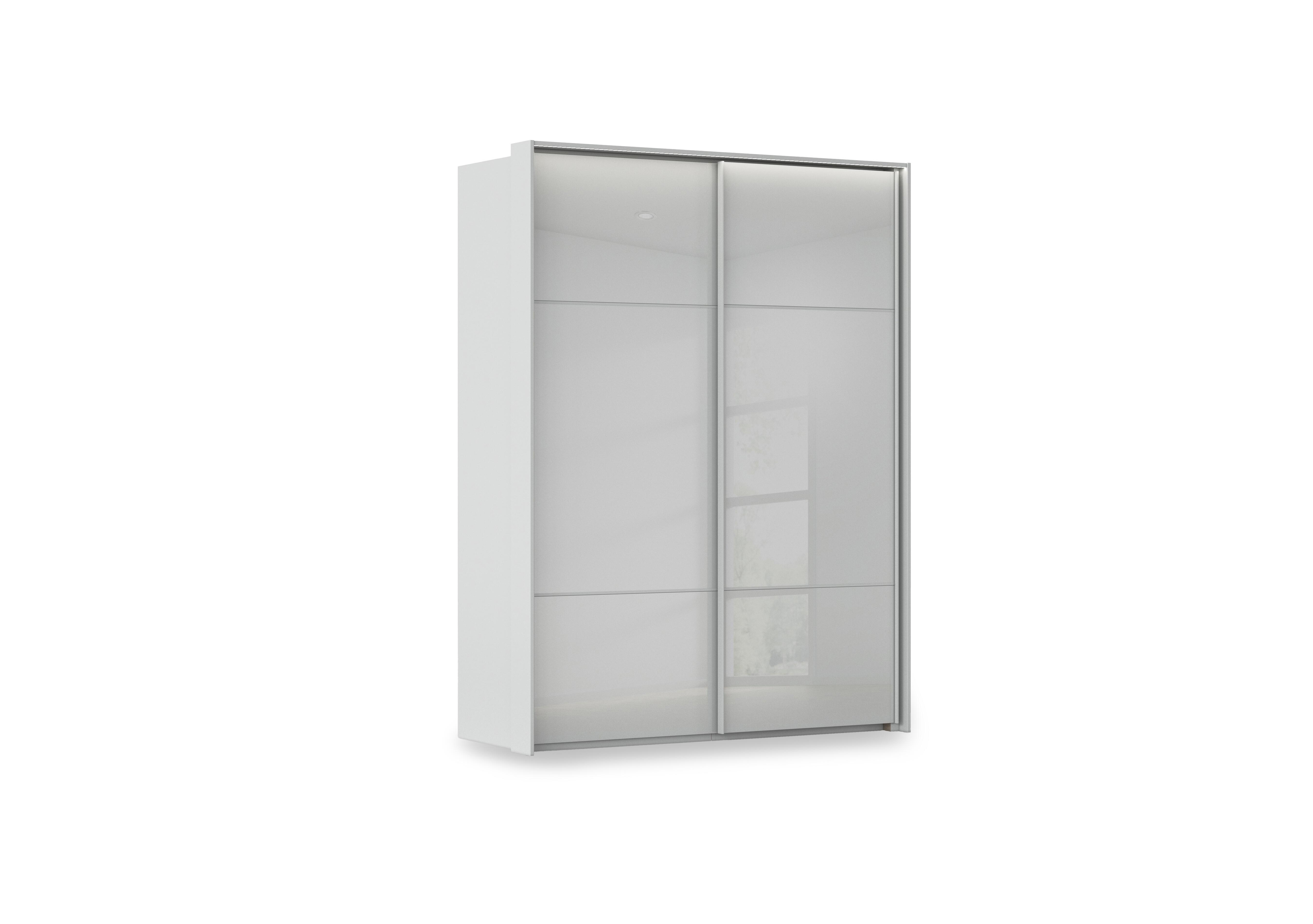 Haven 170cm 2 Door Slider Wardrobe with Glass Doors and Lights in Agg2l Silk Gry Silk Gr Gls Frn on Furniture Village